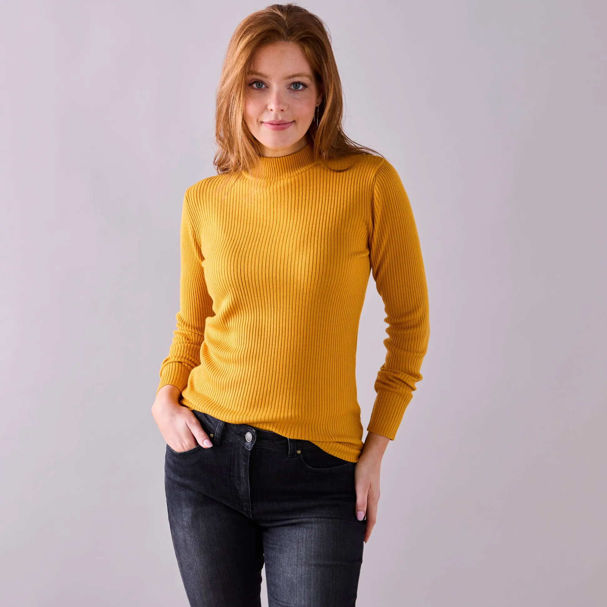 Trui met opstaande kraag, 72 cm lang