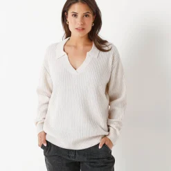 Trui met polokraag, ribtricot