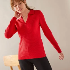 Trui met polokraag, ribtricot