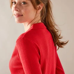 Trui met polokraag, ribtricot
