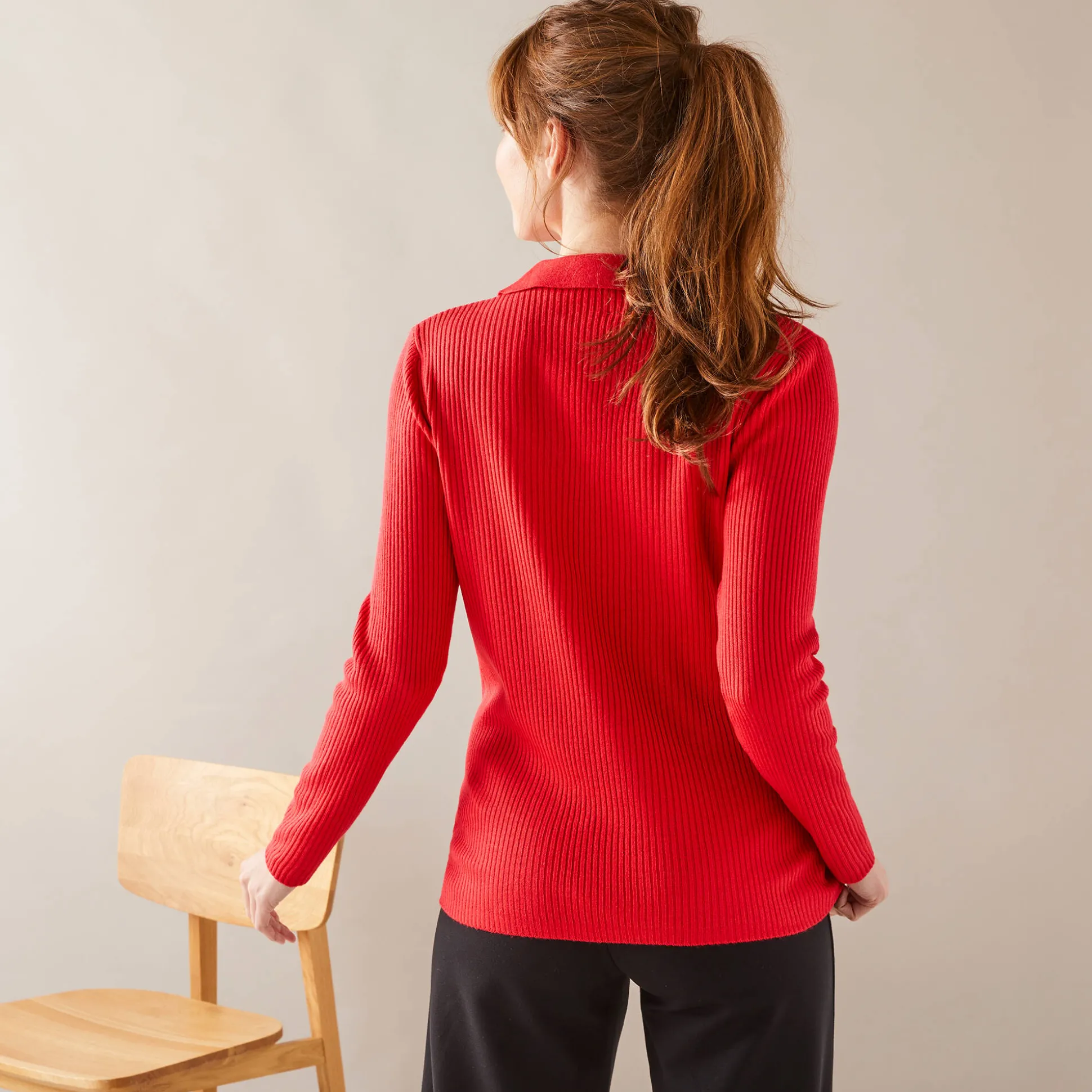 Trui met polokraag, ribtricot