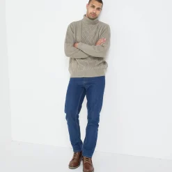 Trui met rolkraag, in Iers tricot