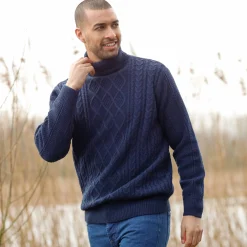 Trui met rolkraag, in Iers tricot
