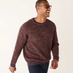 Trui met ronde hals en haak ingezette mouwen, patenttricot met 30% wol