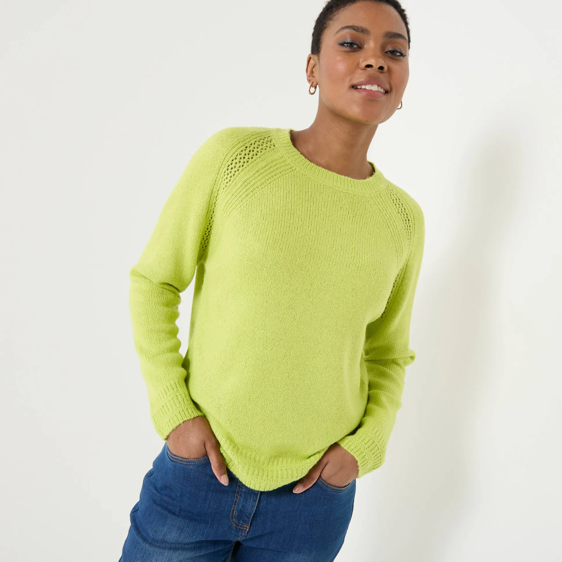 Trui met ronde hals, fantasietricot met zachte touch
