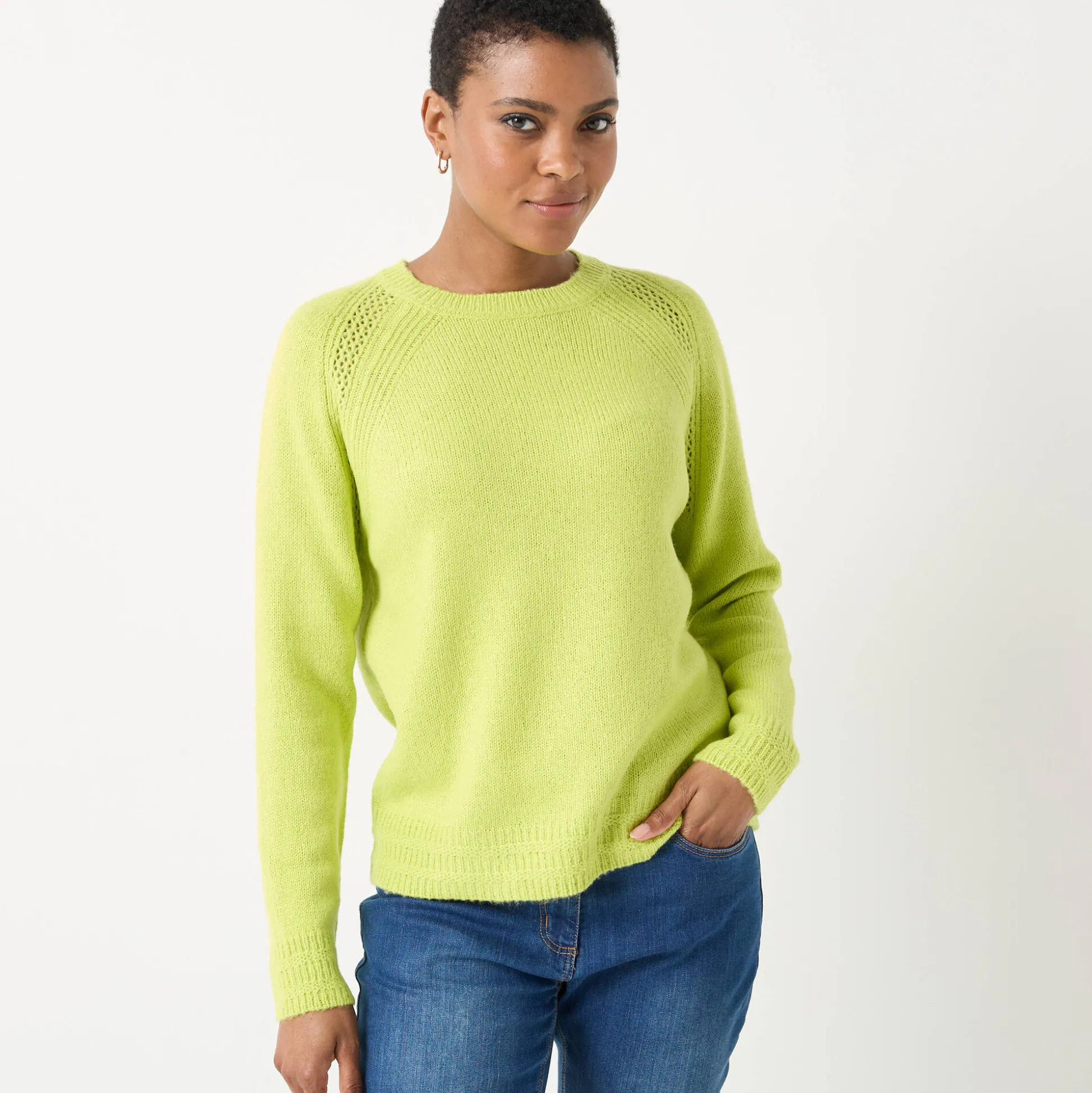 Trui met ronde hals, fantasietricot met zachte touch