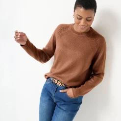 Trui met ronde hals, fantasietricot met zachte touch