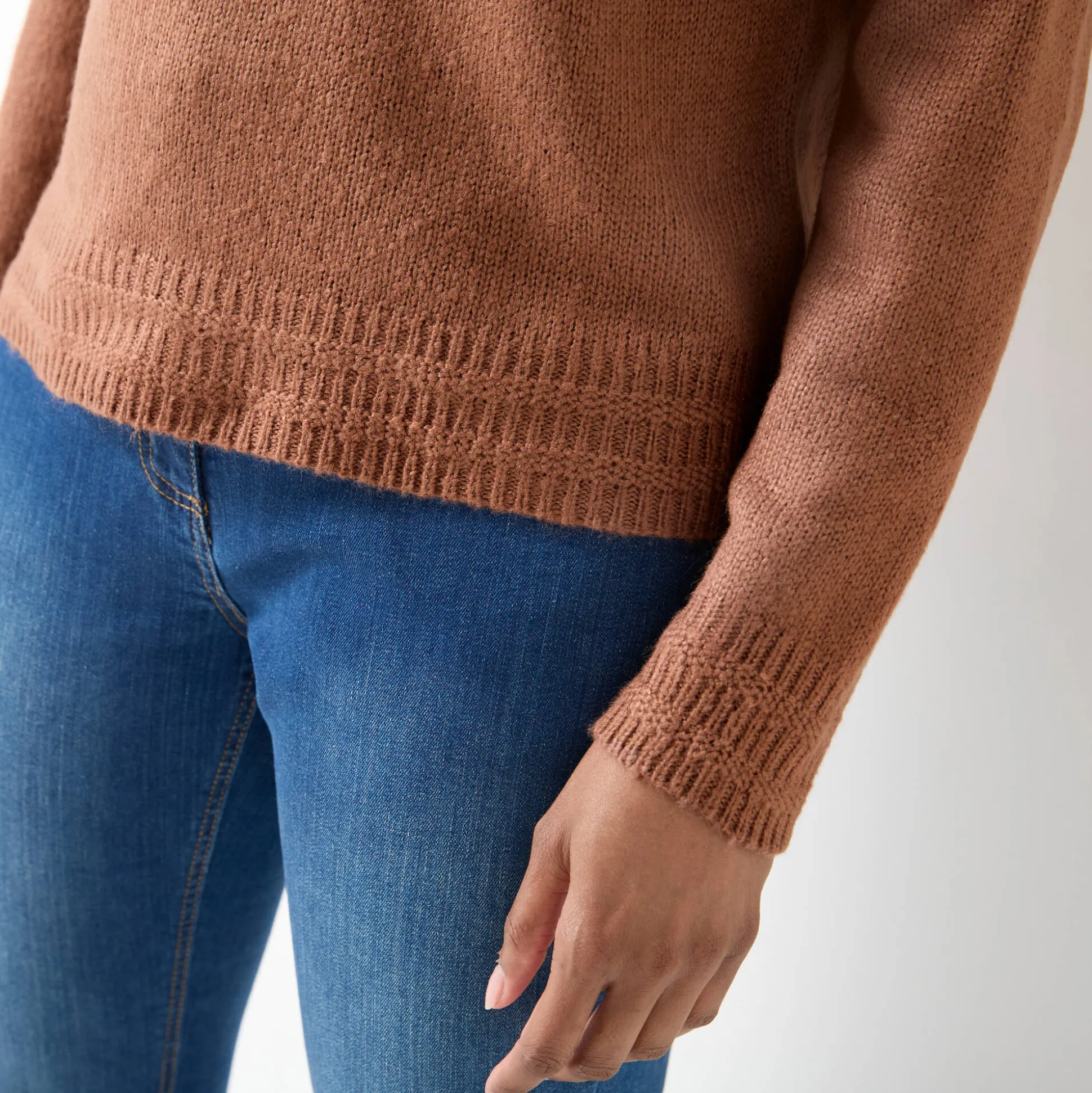 Trui met ronde hals, fantasietricot met zachte touch