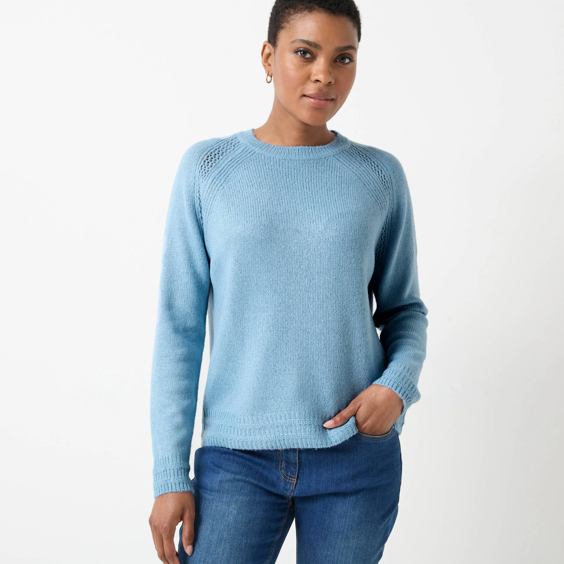 Trui met ronde hals, fantasietricot met zachte touch