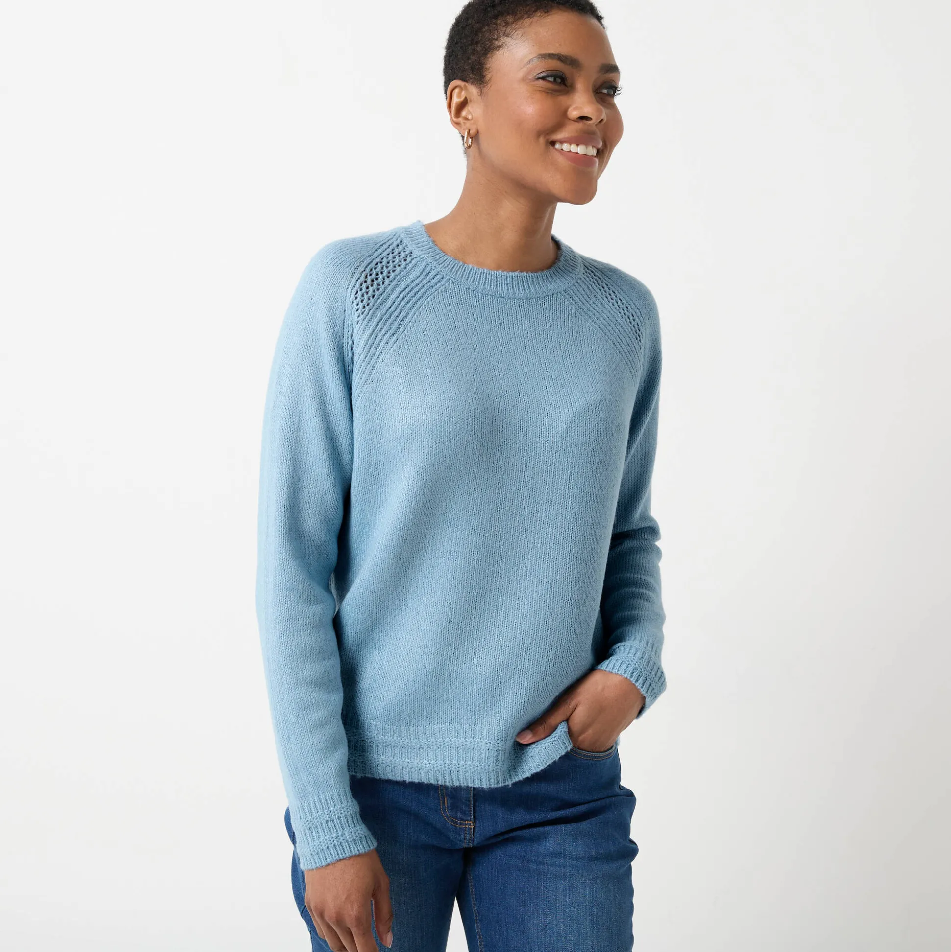 Trui met ronde hals, fantasietricot met zachte touch