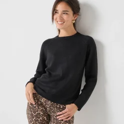 Trui met ronde hals, fantasietricot met zachte touch