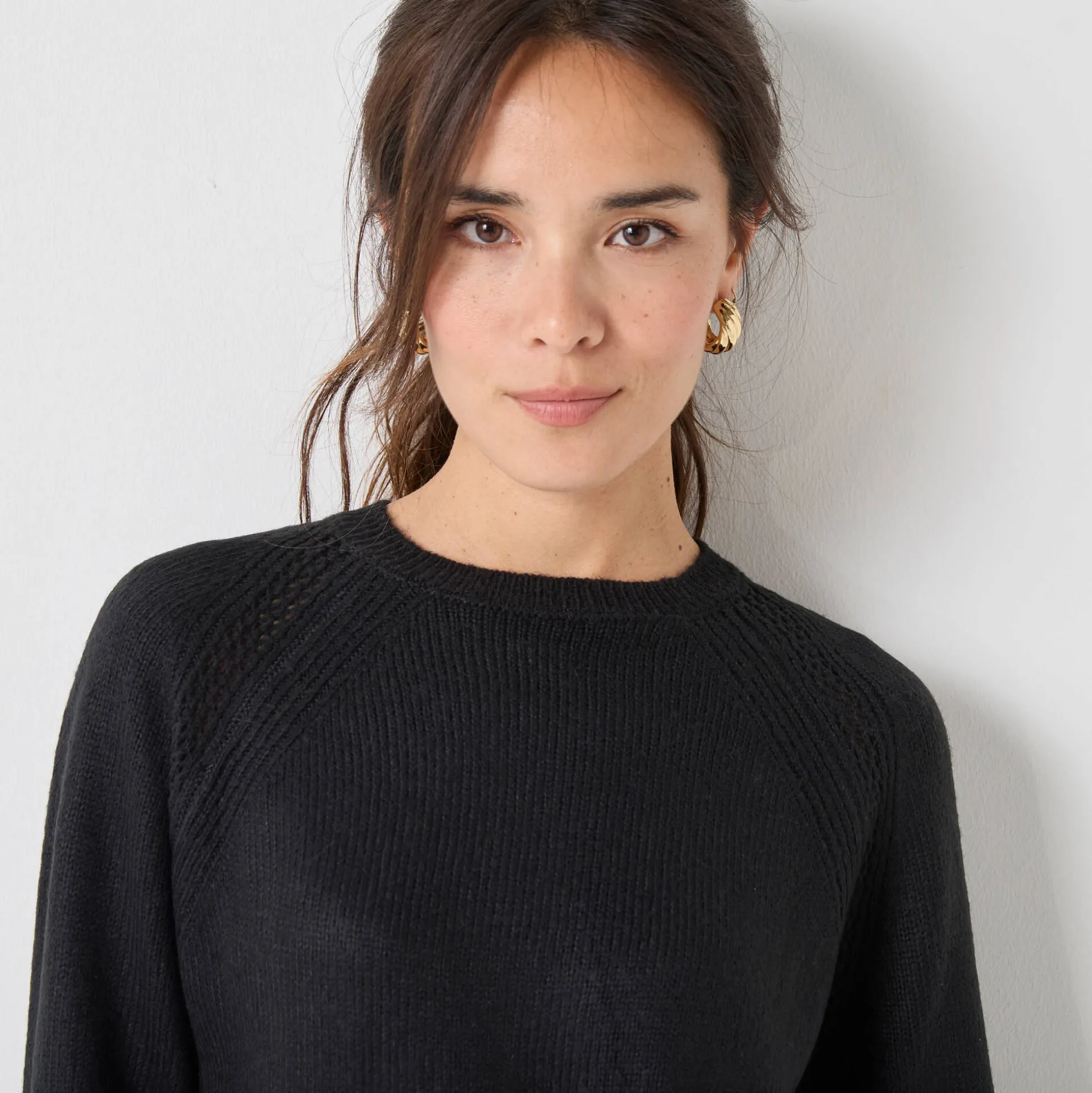 Trui met ronde hals, fantasietricot met zachte touch