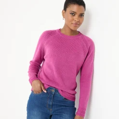 Trui met ronde hals, fantasietricot met zachte touch