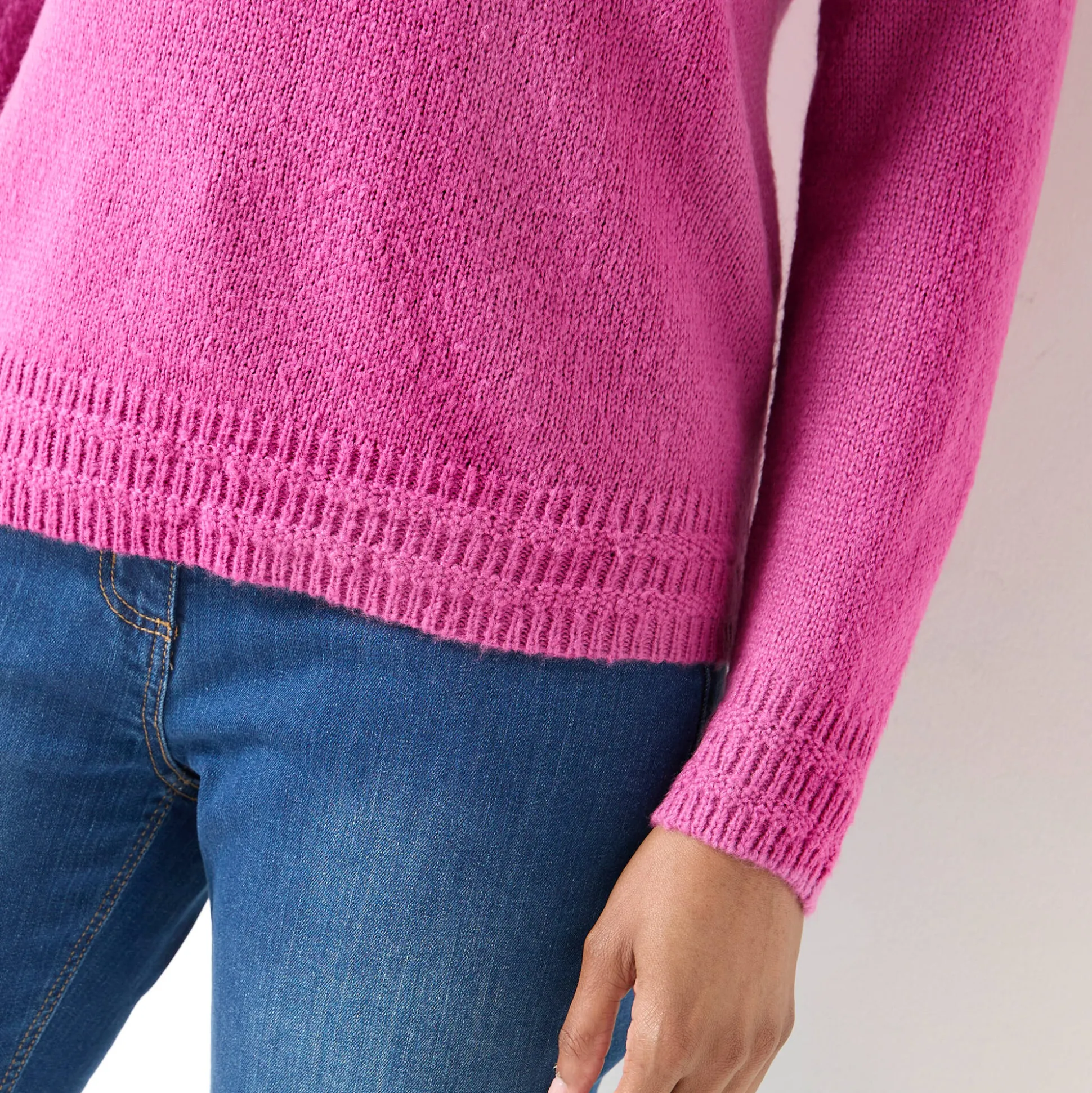 Trui met ronde hals, fantasietricot met zachte touch