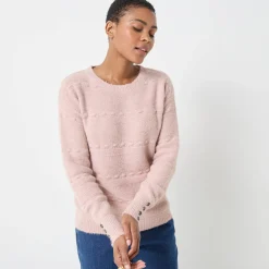 Trui met ronde hals, harig fantasietricot