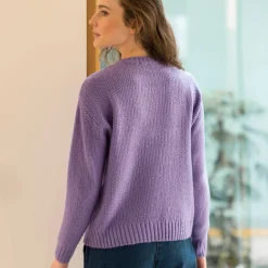 Trui met ronde hals in fantasietricot