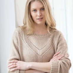Trui met ronde hals in fantasietricot