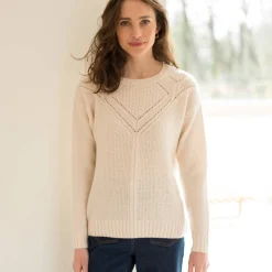 Trui met ronde hals in fantasietricot