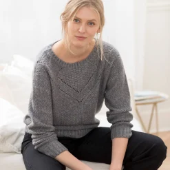Trui met ronde hals in fantasietricot