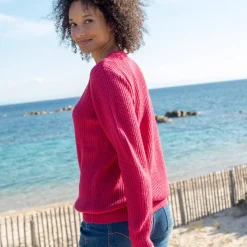 Trui met ronde hals in ribtricot