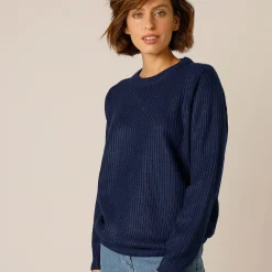 Trui met ronde hals in ribtricot