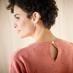 Trui met ronde hals, pointelletricot met mohairtouch