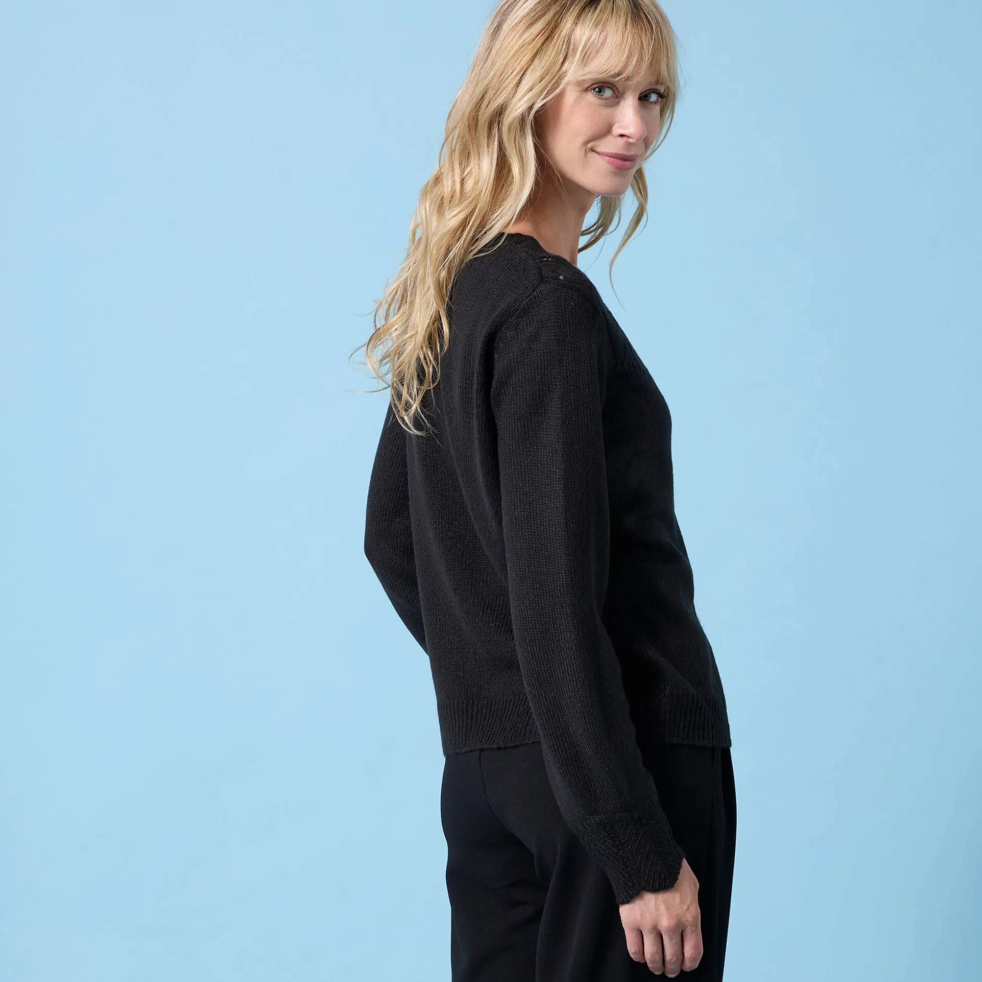 Trui met ronde hals Special Petites, pointelle-breisel