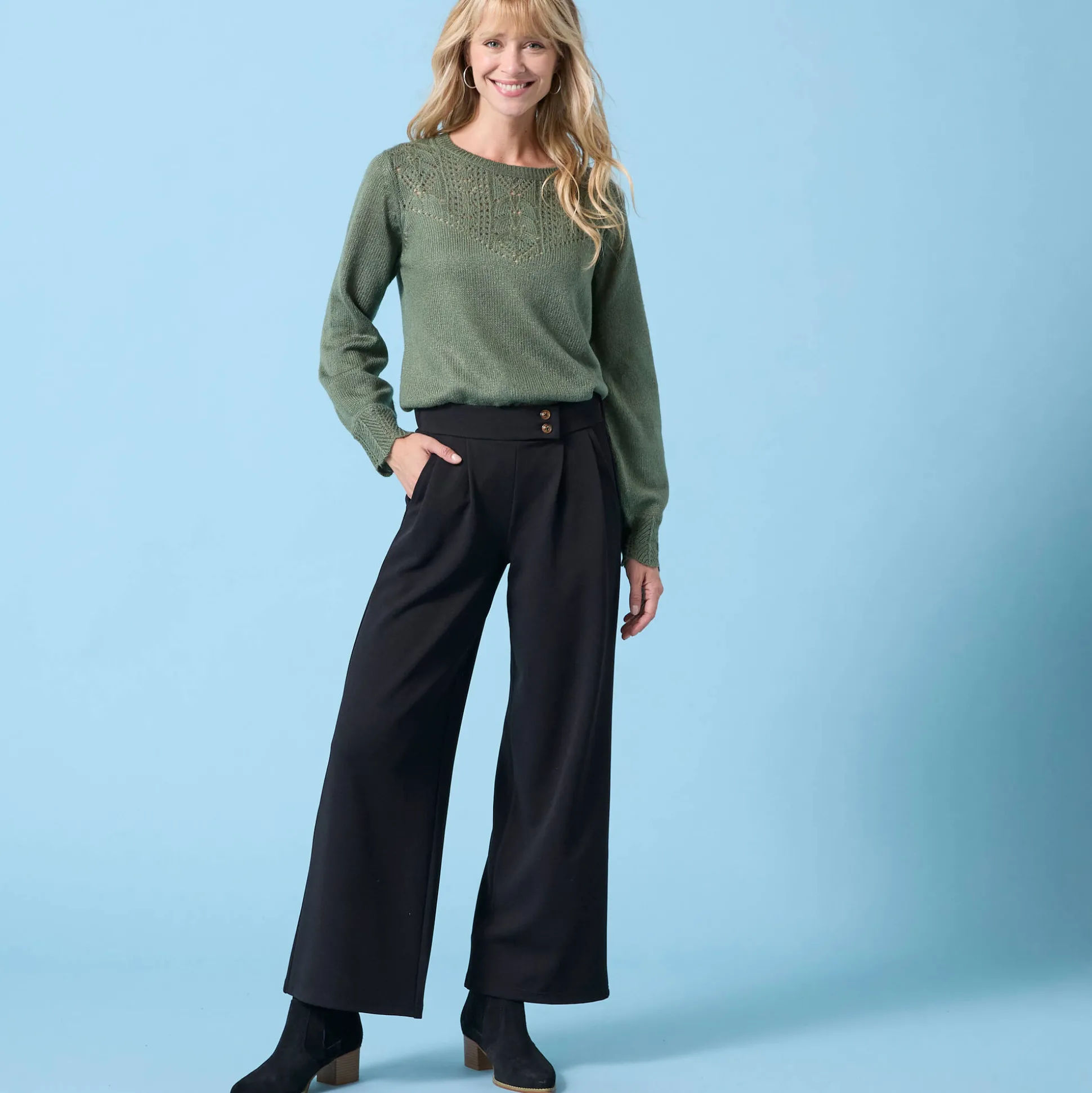 Trui met ronde hals Special Petites, pointelle-breisel