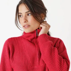 Trui met truckerskraag in ribtricot