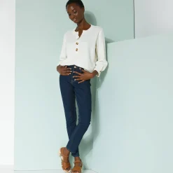 Trui met Tunesische hals en 3/4-mouwen, fantasietricot