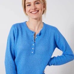 Trui met Tunesische hals, patenttricot met zachte touch