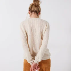 Trui met Tunesische hals, patenttricot met zachte touch
