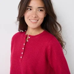 Trui met Tunesische hals, patenttricot met zachte touch