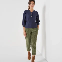 Trui met Tunesische hals en 3/4-mouwen, fantasietricot