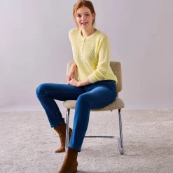 Trui met Tunesische hals, patenttricot met zachte touch