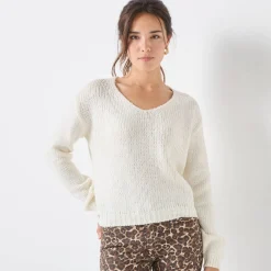 Trui met V-hals en loose volume, mohairtouch