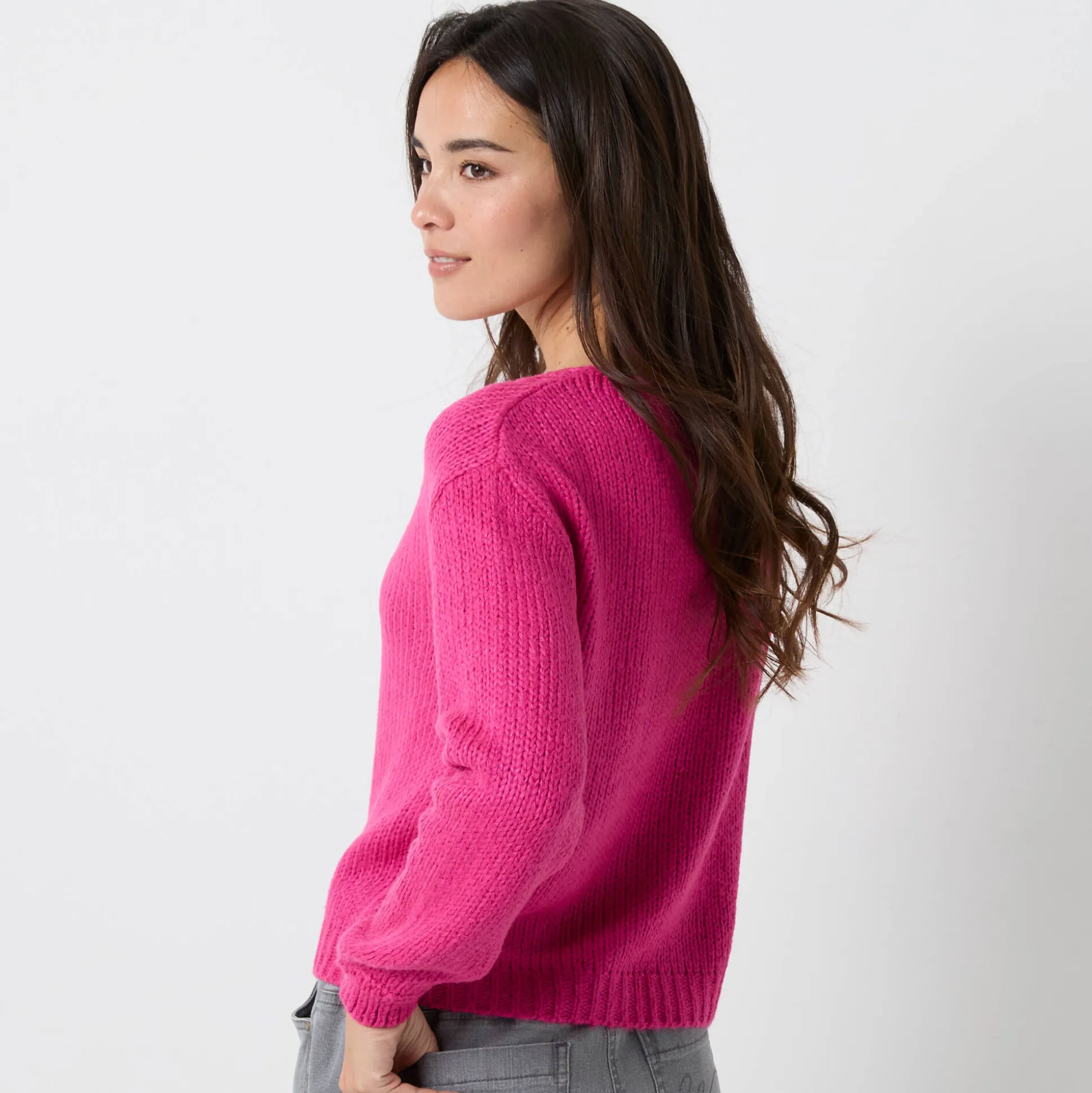Trui met V-hals en loose volume, mohairtouch