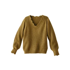 Trui met V-hals, patenttricot