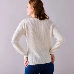 Trui met V-hals, patenttricot met zachte touch