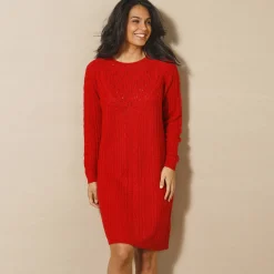 Trui-jurk in kabeltricot