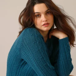Trui-jurk in kabeltricot
