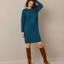 Trui-jurk in kabeltricot