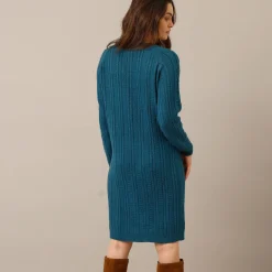 Trui-jurk in kabeltricot