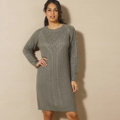 Trui-jurk in kabeltricot