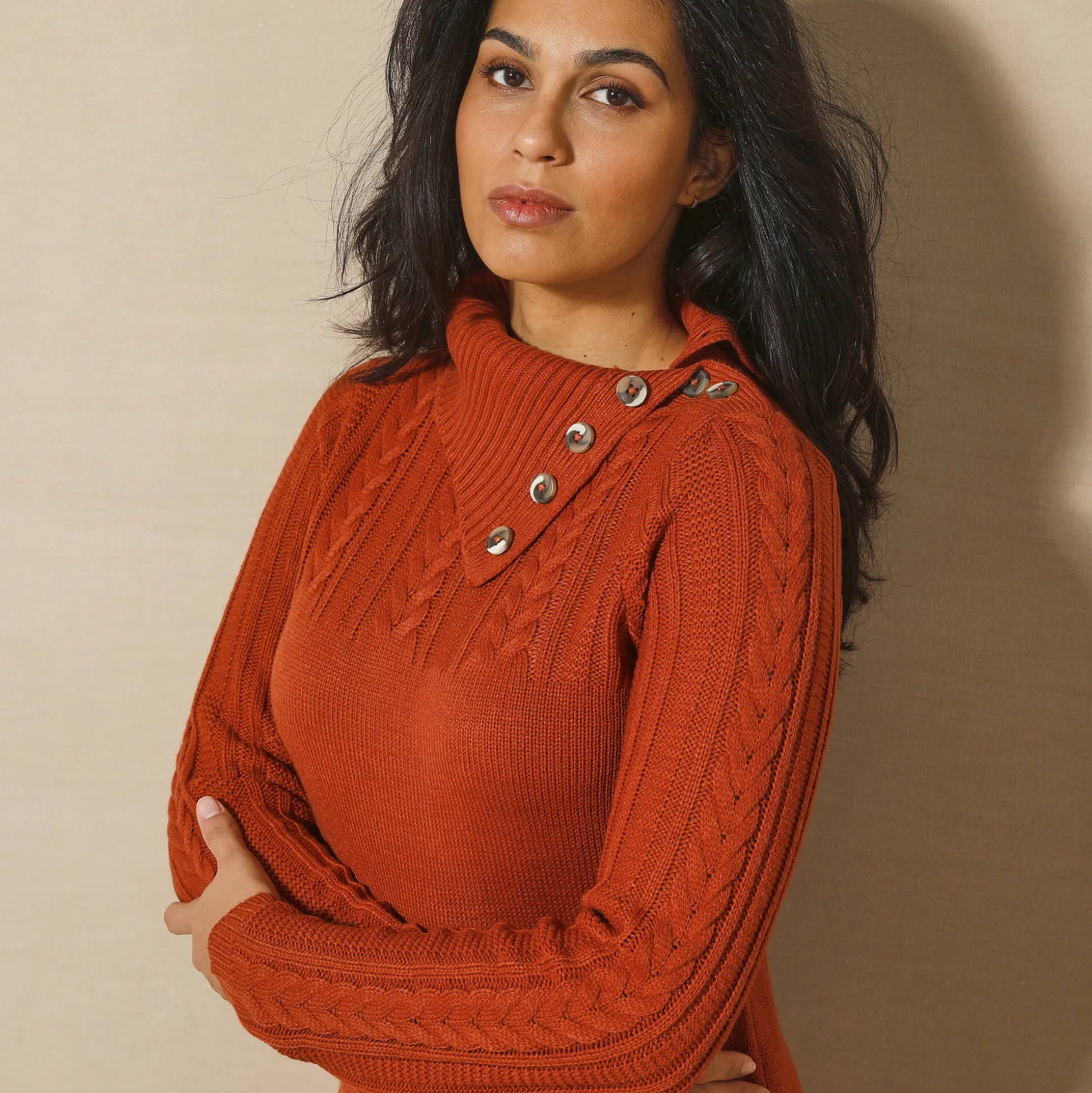 Trui-jurk in kabeltricot