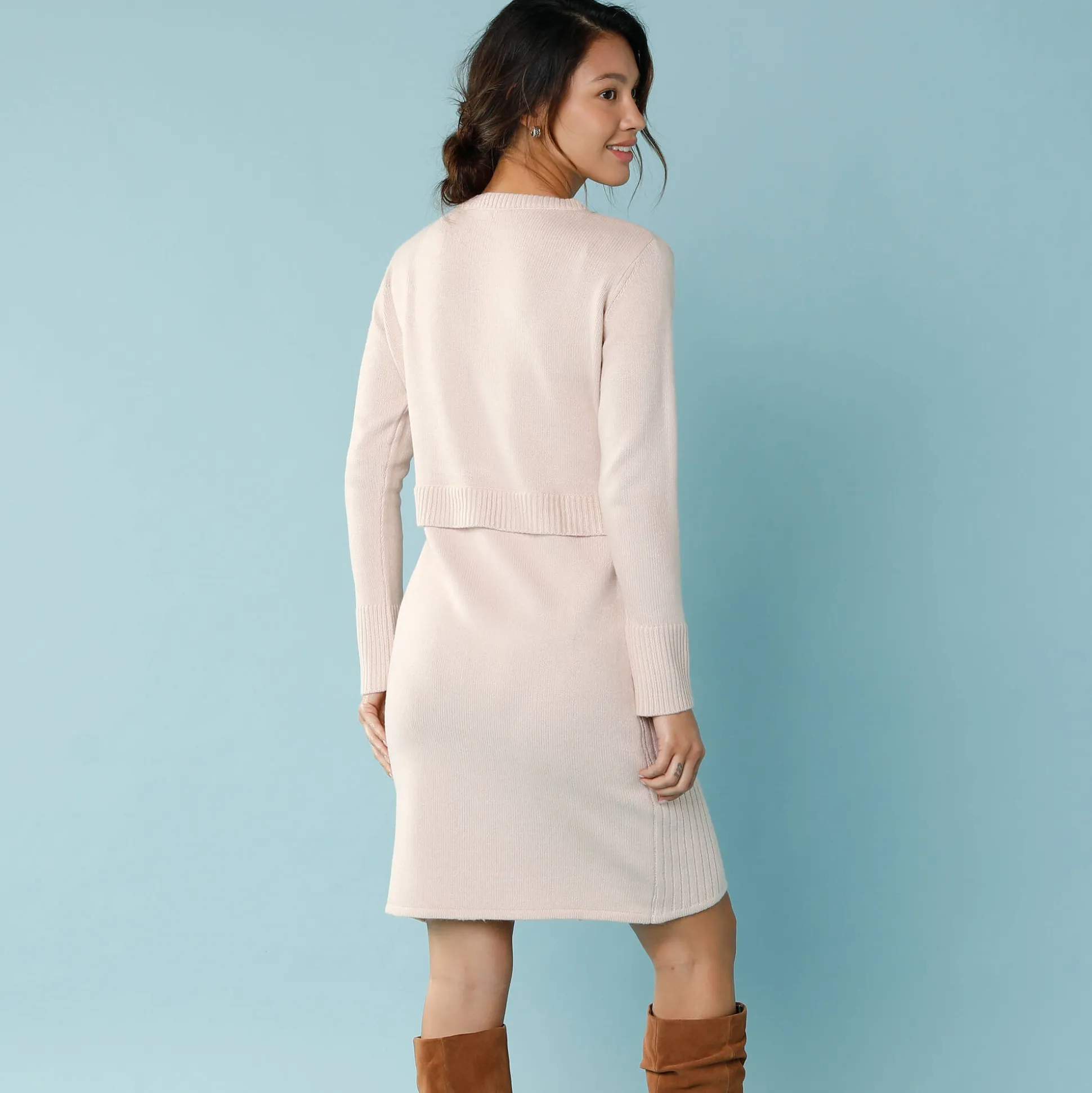 Trui-jurk in wikkelstijl, kleine lengtes