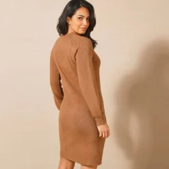 Trui-jurk met geschulpte afwerking, fantasietricot