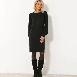 Trui-jurk met geschulpte afwerking, fantasietricot