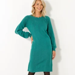 Trui-jurk met geschulpte afwerking, fantasietricot
