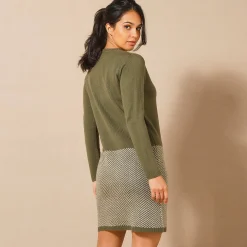 Trui-jurk, onderkant in jacquard